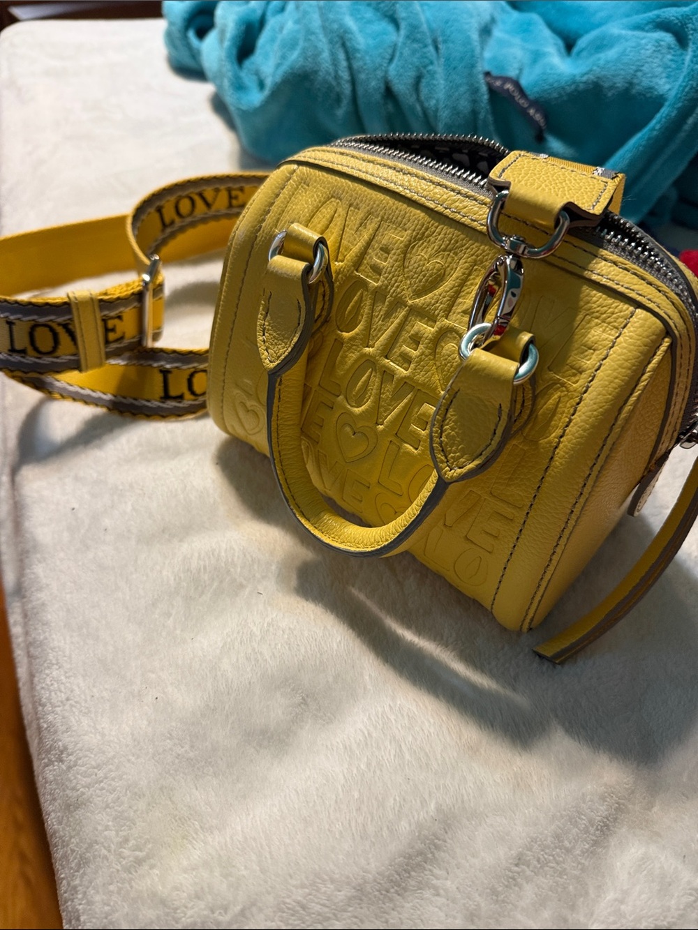 Bright Yellow Brighton 'Love' Embossed Crossbody Bag